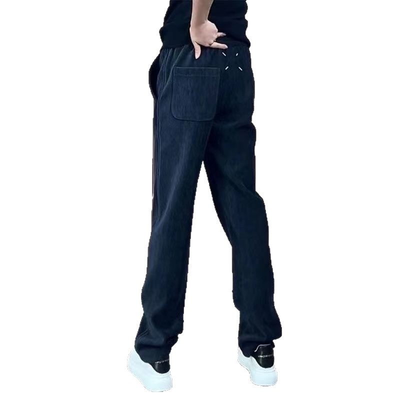 Muške casual hlače ravnog kroja, srednji pojas, zatvaranje na vezanje, poliester s mikroelastičnošću, jesen 2025