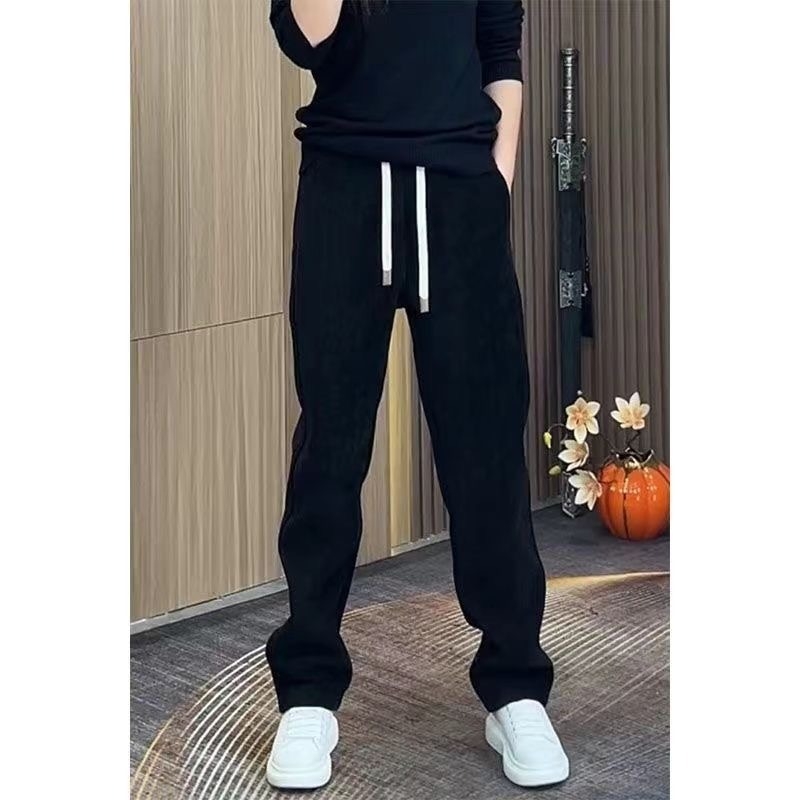 Muške casual hlače ravnog kroja, srednji pojas, zatvaranje na vezanje, poliester s mikroelastičnošću, jesen 2025