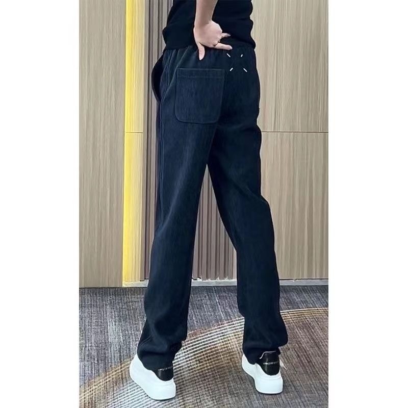 Muške casual hlače ravnog kroja, srednji pojas, zatvaranje na vezanje, poliester s mikroelastičnošću, jesen 2025