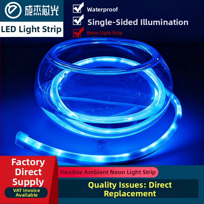 Neon LED juostelė 2835, 120 LED/m, IP65 atspari vandeniui, 8W, įėjimas 12-24-110-220V