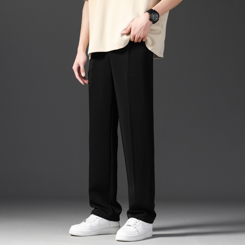 Pantaloni bărbați de vară drepți, talie înaltă, curea inclusă, imprimeu floral, amestec poliesteric, fără călcare