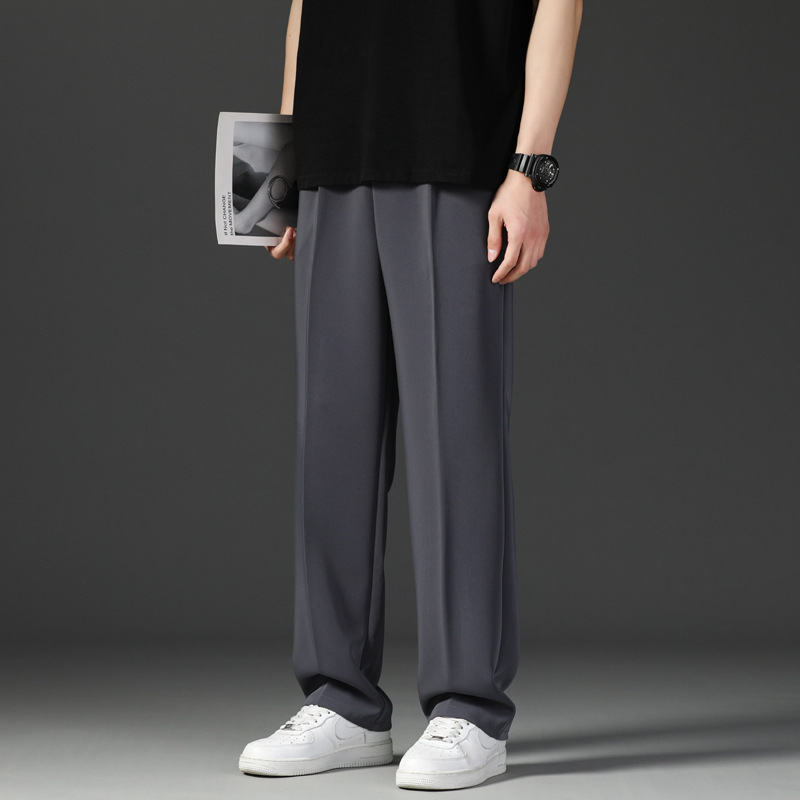 Pantaloni bărbați de vară drepți, talie înaltă, curea inclusă, imprimeu floral, amestec poliesteric, fără călcare