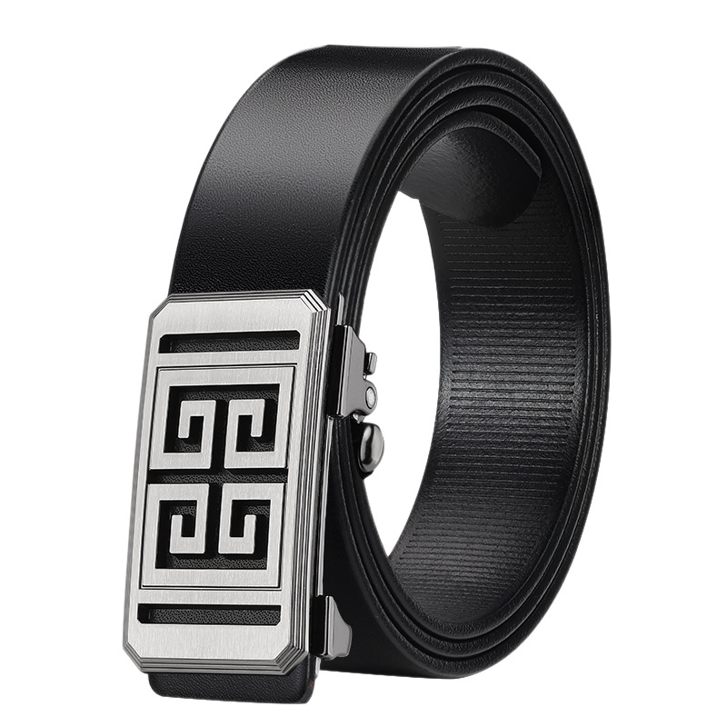 Ανδρική δερμάτινη ζώνη για επιχειρηματικό στυλ με αυτόματη αγκράφα, δέρμα πρώτης στρώσης βοδινού δέρματος, πλάτος 2–4 cm, αγκράφα: κράμα