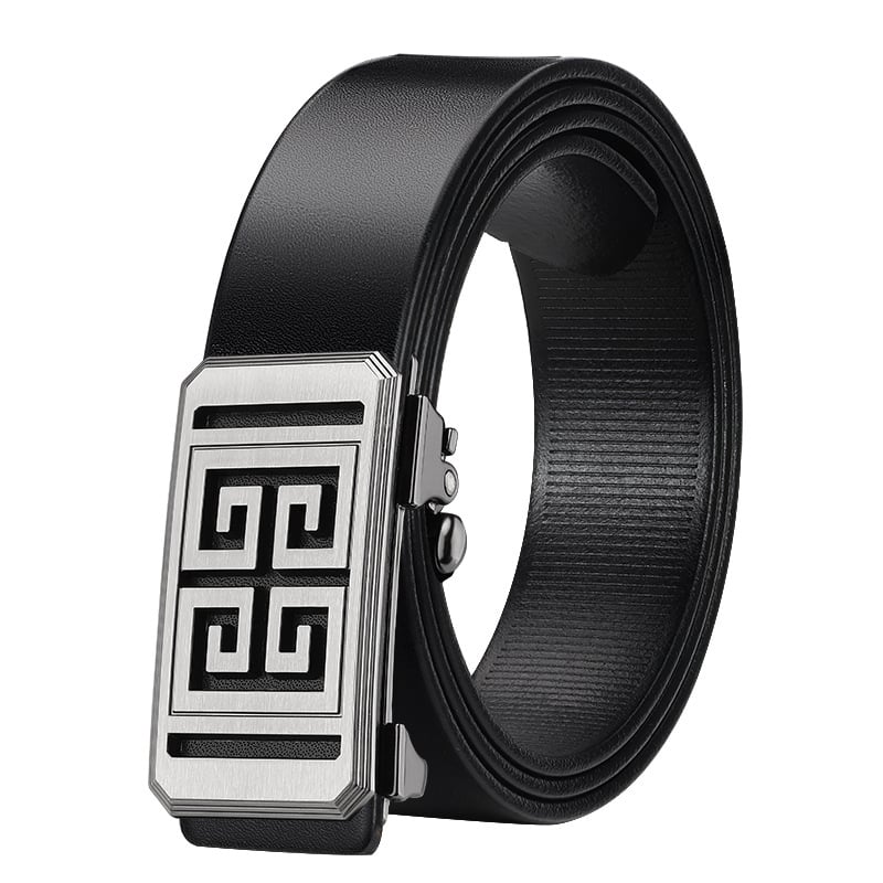Ανδρική δερμάτινη ζώνη για επιχειρηματικό στυλ με αυτόματη αγκράφα, δέρμα πρώτης στρώσης βοδινού δέρματος, πλάτος 2–4 cm, αγκράφα: κράμα