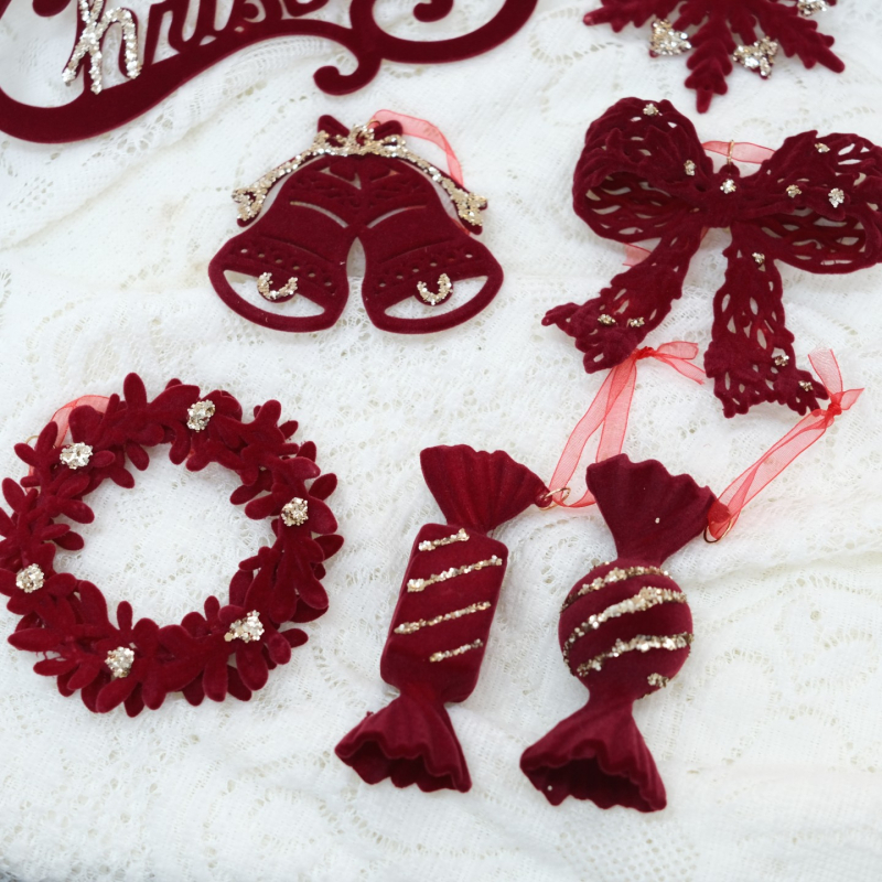 Heartful Διακοσμητικό για Χριστουγεννιάτικο Δέντρο με φλοκинг – Icicle στιλ, χριστουγεννιάτικο δώρο-περιδέραιο