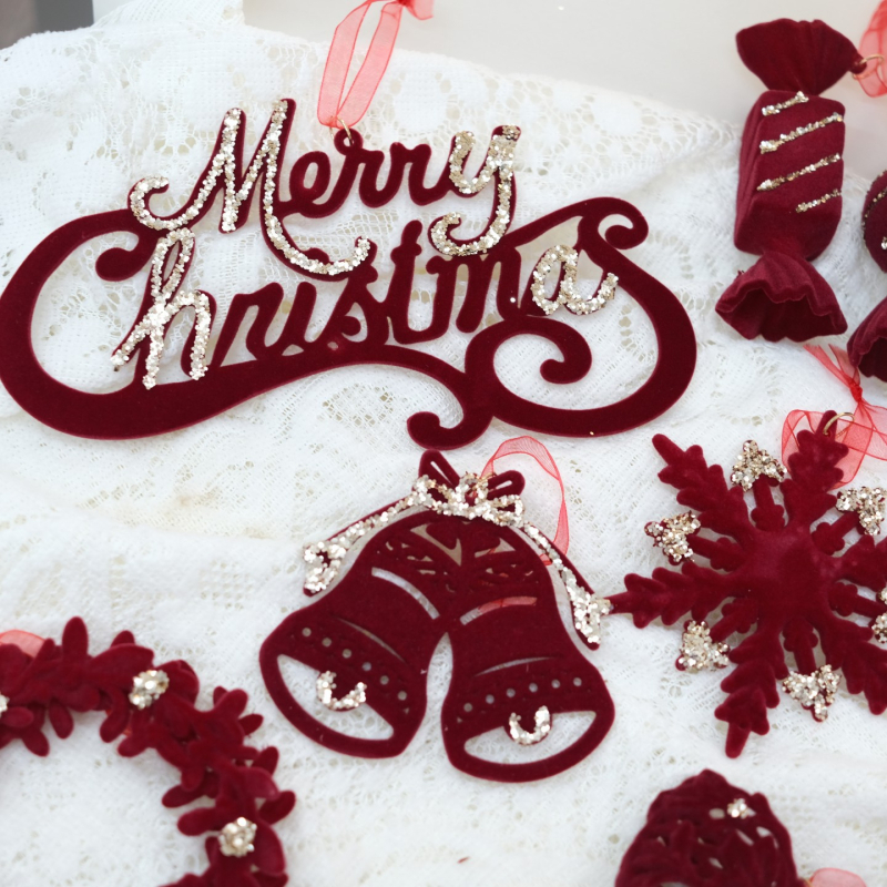 Heartful Διακοσμητικό για Χριστουγεννιάτικο Δέντρο με φλοκинг – Icicle στιλ, χριστουγεννιάτικο δώρο-περιδέραιο