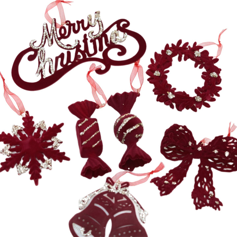 Heartful Διακοσμητικό για Χριστουγεννιάτικο Δέντρο με φλοκинг – Icicle στιλ, χριστουγεννιάτικο δώρο-περιδέραιο