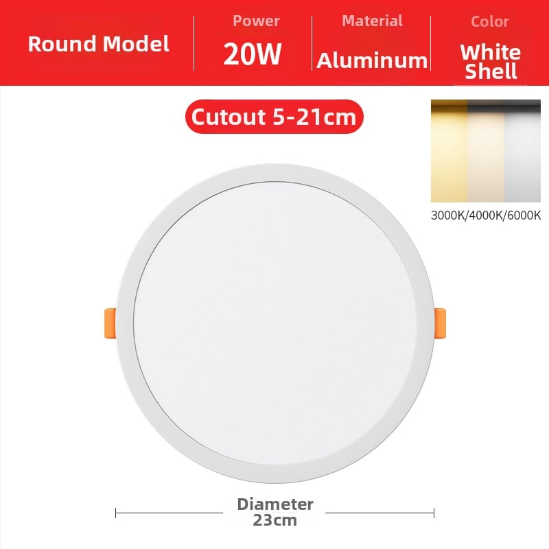 Downlight LED încastrat cu design deschis, forme pătrate sau rotunde, 220V, montaj ascuns, 3000K/4000K/6000K