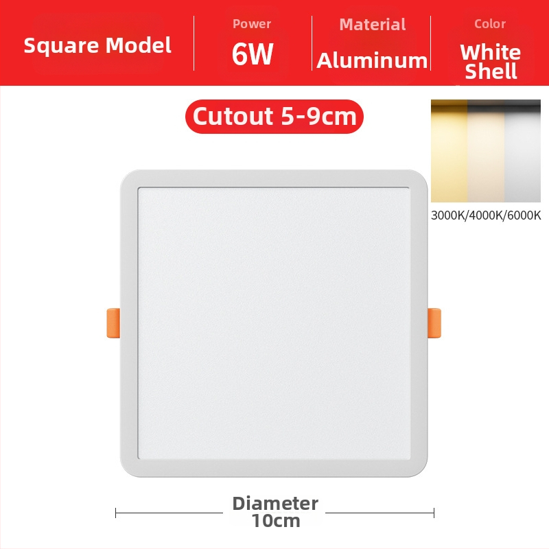 Downlight LED încastrat cu design deschis, forme pătrate sau rotunde, 220V, montaj ascuns, 3000K/4000K/6000K