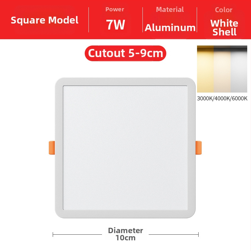 Downlight LED încastrat cu design deschis, forme pătrate sau rotunde, 220V, montaj ascuns, 3000K/4000K/6000K