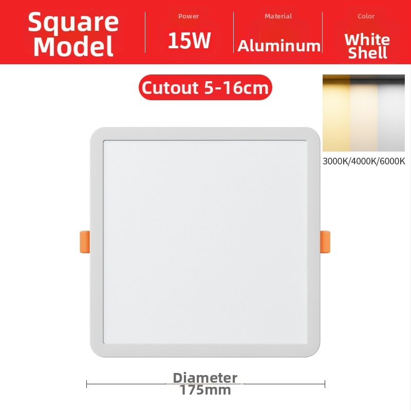 Downlight LED încastrat cu design deschis, forme pătrate sau rotunde, 220V, montaj ascuns, 3000K/4000K/6000K