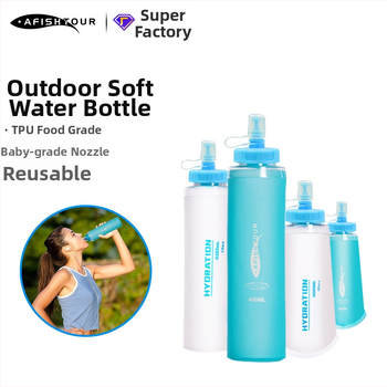 AFISHTOUR Υπαίθριο μαλακό δοχείο νερού, TPU, φορητός και αναδιπλούμενος σχεδιασμός, με προσαρμοσμένο λογότυπο, unisex