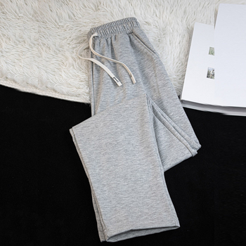 Pantaloni sport casual unisex, croială lejeră, talie medie, țesătură poliester, croi drept