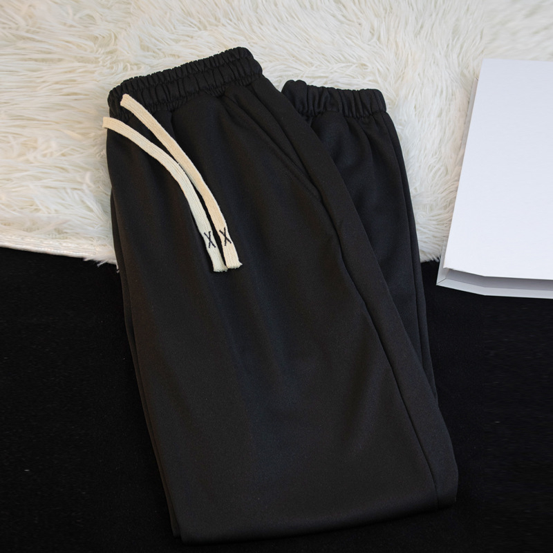 Pantaloni sport casual unisex, croială lejeră, talie medie, țesătură poliester, croi drept