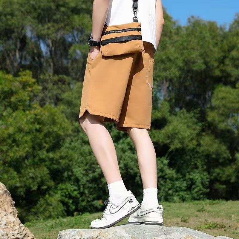 Pánske športové šortky, rýchloschnúce, voľný rovný strih, 100% polyester, dĺžka po kolená