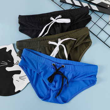 Ανδρικά σλιπ θαλάσσης τύπου briefs με κορδόνι, γρήγορο στέγνωμα, επένδυση νάιλον 90%, 180 g/m², μονοχρωμο σχέδιο