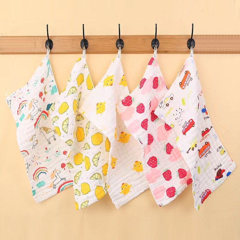 Šešių sluoksnių kūdikių rankšluostis, sugeriantis, minkštas, su spauda, 100% medvilnė