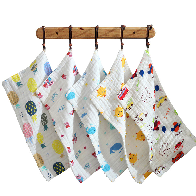 Šešių sluoksnių kūdikių rankšluostis, sugeriantis, minkštas, su spauda, 100% medvilnė