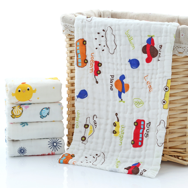 Šešių sluoksnių kūdikių rankšluostis, sugeriantis, minkštas, su spauda, 100% medvilnė