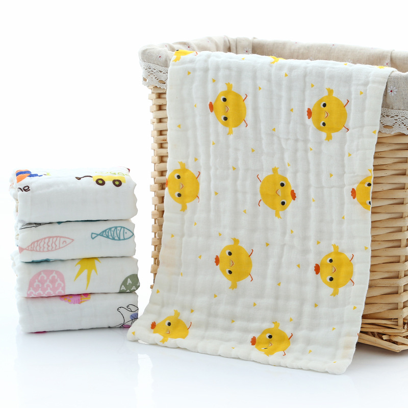 Šešių sluoksnių kūdikių rankšluostis, sugeriantis, minkštas, su spauda, 100% medvilnė