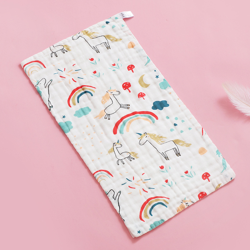 Šešių sluoksnių kūdikių rankšluostis, sugeriantis, minkštas, su spauda, 100% medvilnė