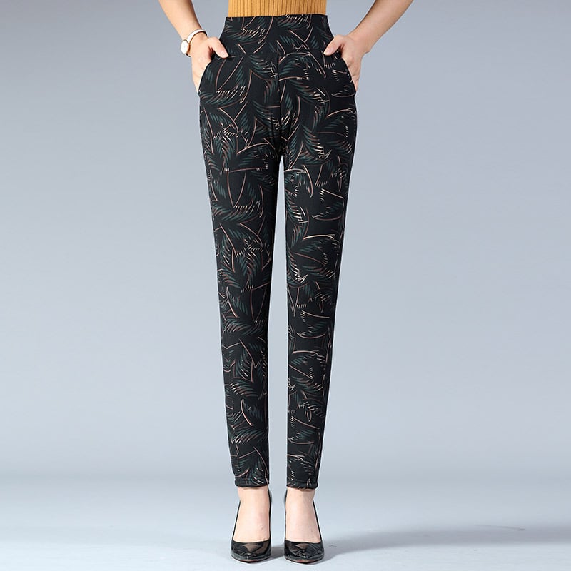 Дамски зимни панталони с висока талия, тясна кройка и топла изолация