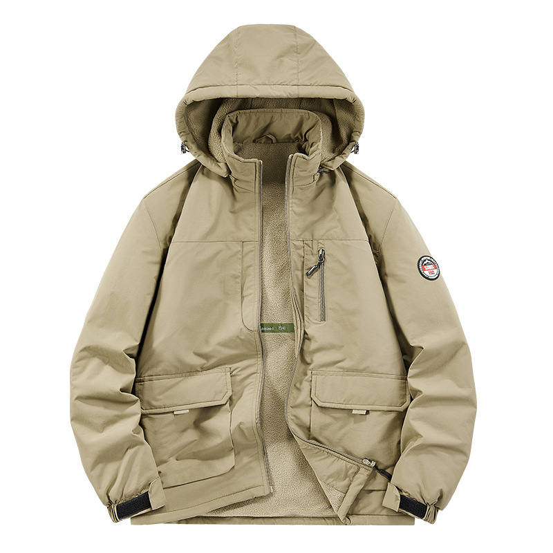 Meeste talvine välijakk - nailonist materjal, pikkade varrukatega, ühtlane värv