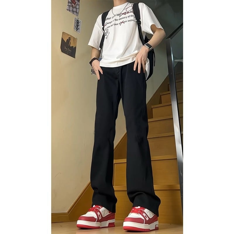 Ανδρικά τζιν – ίσιο κόψιμο, μεσαία μέση, φερμουάρ, ίσιο παντελόνι, πολυεστέρας