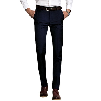 Ανδρικά παντελόνια ίσια γραμμή — ελαφρύ επιχειρηματικό στυλ, για εργασία, πολυεστέρας 40% ανάμικτο συνθετικό ύφασμα