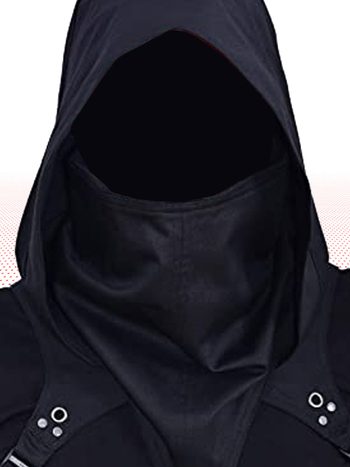 Roaming Club unisex cosplay kostiumas: cyberpunk kepurė ir gobtuvinė skraistė, poliesterio-spandekso audinys, scenos kostiumas