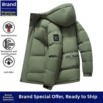 Vyrinė striukė su gobtuvu, medvilnės užpildas, storesnė pamušalas, užtrauktukas, šoninės kišenės