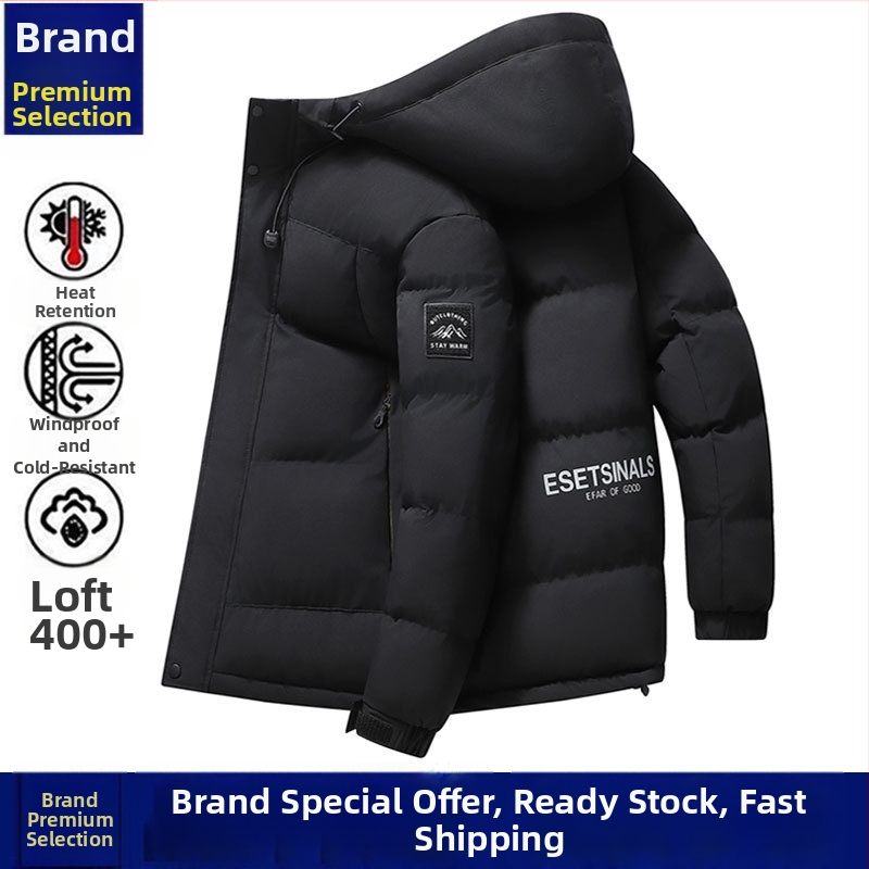 Vyrinė striukė su gobtuvu, medvilnės užpildas, storesnė pamušalas, užtrauktukas, šoninės kišenės