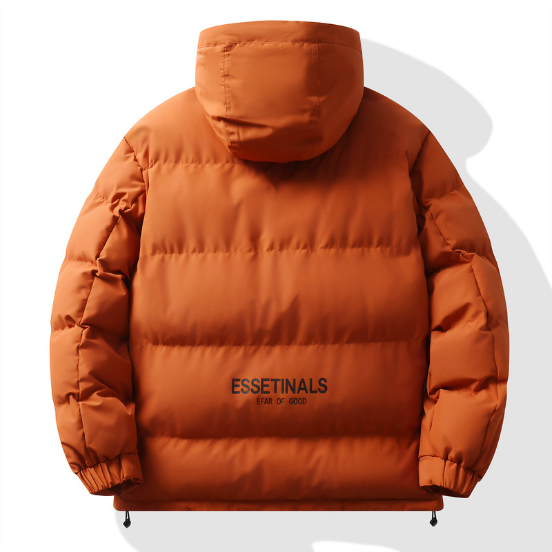 Мъжко памучно яке с качулка, пълнено с памук, плътно подплатено, цип за закопчаване, странични джобове