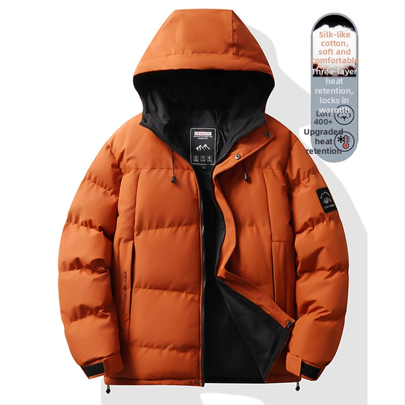 Vyrinė striukė su gobtuvu, medvilnės užpildas, storesnė pamušalas, užtrauktukas, šoninės kišenės