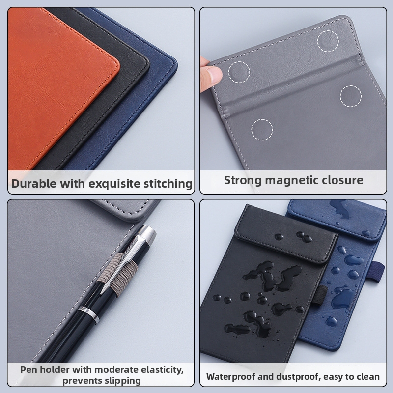 Clip pentru meniu din piele – clemă unică și solidă, suport personalizabil pentru note, prindere 100x40 mm, grosime placă 5 mm, lățime spate 50 mm