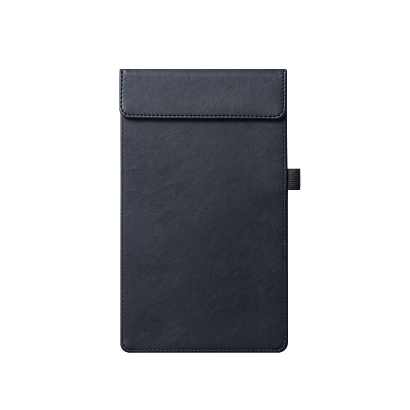 Clip pentru meniu din piele – clemă unică și solidă, suport personalizabil pentru note, prindere 100x40 mm, grosime placă 5 mm, lățime spate 50 mm