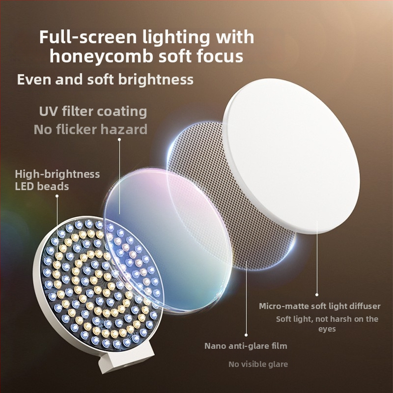 LED papildomas apšvietimas mobiliajam telefonui — nešiojamas rankinis apšvietimas tiesioginiams transliacijoms ir nuotraukoms, trys spalvų temperatūros, galia mažiau nei 10W, 220V