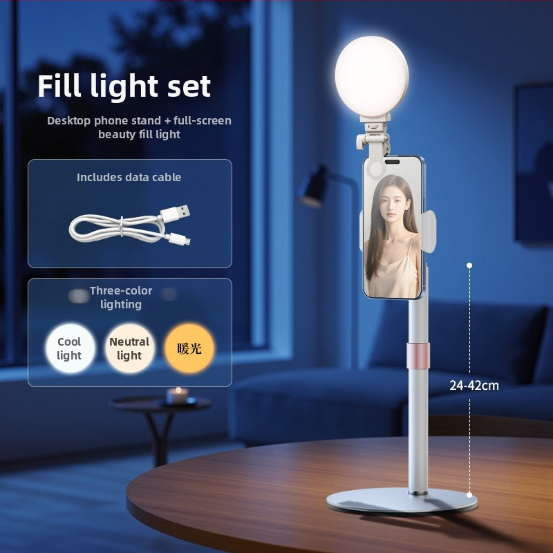 LED papildomas apšvietimas mobiliajam telefonui — nešiojamas rankinis apšvietimas tiesioginiams transliacijoms ir nuotraukoms, trys spalvų temperatūros, galia mažiau nei 10W, 220V