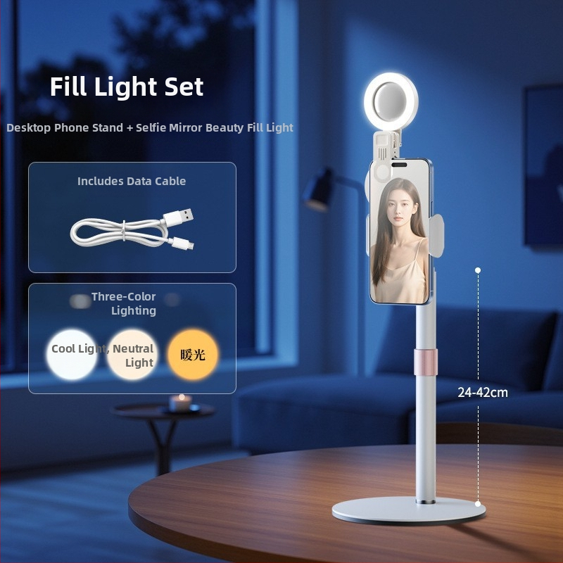 LED papildomas apšvietimas mobiliajam telefonui — nešiojamas rankinis apšvietimas tiesioginiams transliacijoms ir nuotraukoms, trys spalvų temperatūros, galia mažiau nei 10W, 220V