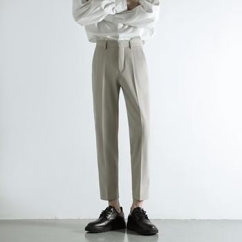 Muške hlače za poslovni i ležerni stil – slim fit, otporne na nabore, poliester, duljina 9/10