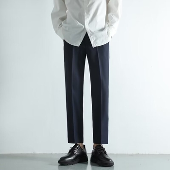 Muške hlače za poslovni i ležerni stil – slim fit, otporne na nabore, poliester, duljina 9/10