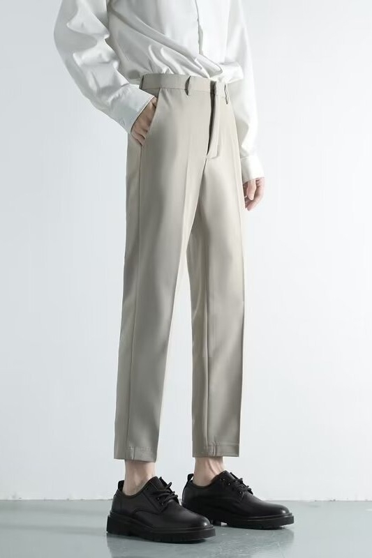 Muške hlače za poslovni i ležerni stil – slim fit, otporne na nabore, poliester, duljina 9/10