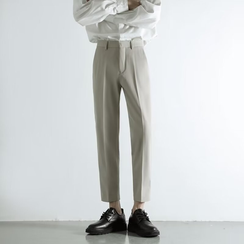 Muške hlače za poslovni i ležerni stil – slim fit, otporne na nabore, poliester, duljina 9/10