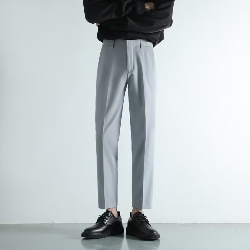 Muške hlače za poslovni i ležerni stil – slim fit, otporne na nabore, poliester, duljina 9/10