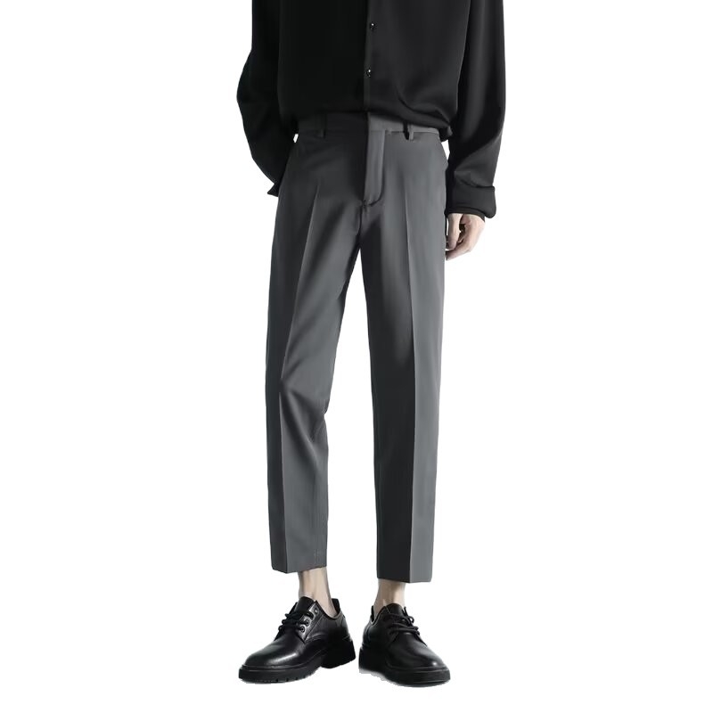 Muške hlače za poslovni i ležerni stil – slim fit, otporne na nabore, poliester, duljina 9/10