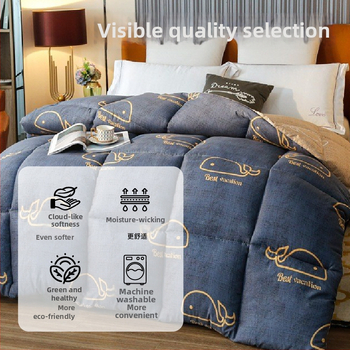 Žieminė antklodė studentų bendrabutyje su kosminės tematikos dizainu, užpildas iš septyniais skylėmis pluoštais, audinys cheminis pluoštas, svoris 3.5–4 kg