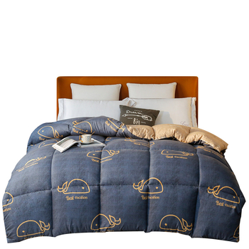 Žieminė antklodė studentų bendrabutyje su kosminės tematikos dizainu, užpildas iš septyniais skylėmis pluoštais, audinys cheminis pluoštas, svoris 3.5–4 kg