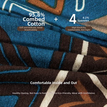 Vyriniai boxer šortai — 100% medvilnė, geometrinis raštas, vidutinio liemens aukštis, kvėpuojantys, greitai džiūstantys, antibakteriniai