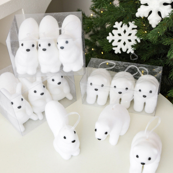 Χριστουγεννιάτικο κρεμαστό για δέντρο με πολικό αρκούδι, υλικό bubble, μάρκα Nuchi, στυλ καρτούν με μοντέρνο μινιμαλισμό, διακόσμηση Χριστουγέννων