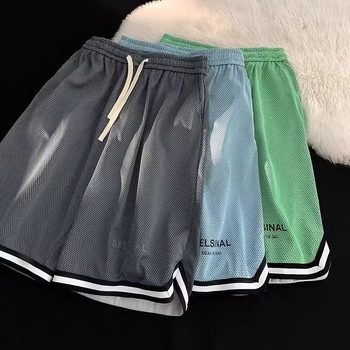 Krepšinio šortai, Ice Silk audinys greitai džiūstantis, vasaros kvėpavimas sporto stiliui, tiesus kirpimas, mikroelastinis poliesterio mišinys